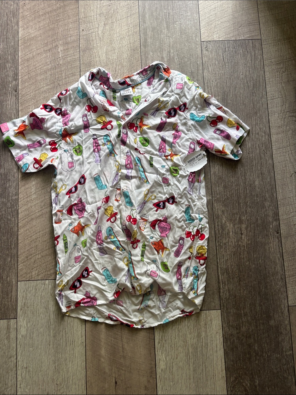 Zumiez White Short-Sleeve Tee with Multicolor Accessories Print